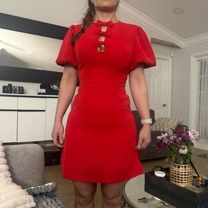 ViciChic Red Puff Sleeve Mini Dress